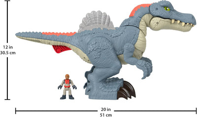 Imaginext Jurassic World Spielzeug-Dinosaurier, Ultra Snap Spinosaurus mit Licht, Geräuschen und Sch