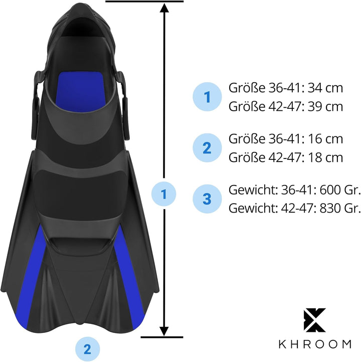 Khroom verstellbare Schnorchelflossen kurz mit Tasche zum umhängen Gr.36-47 Kurzflossen zum Schwimme