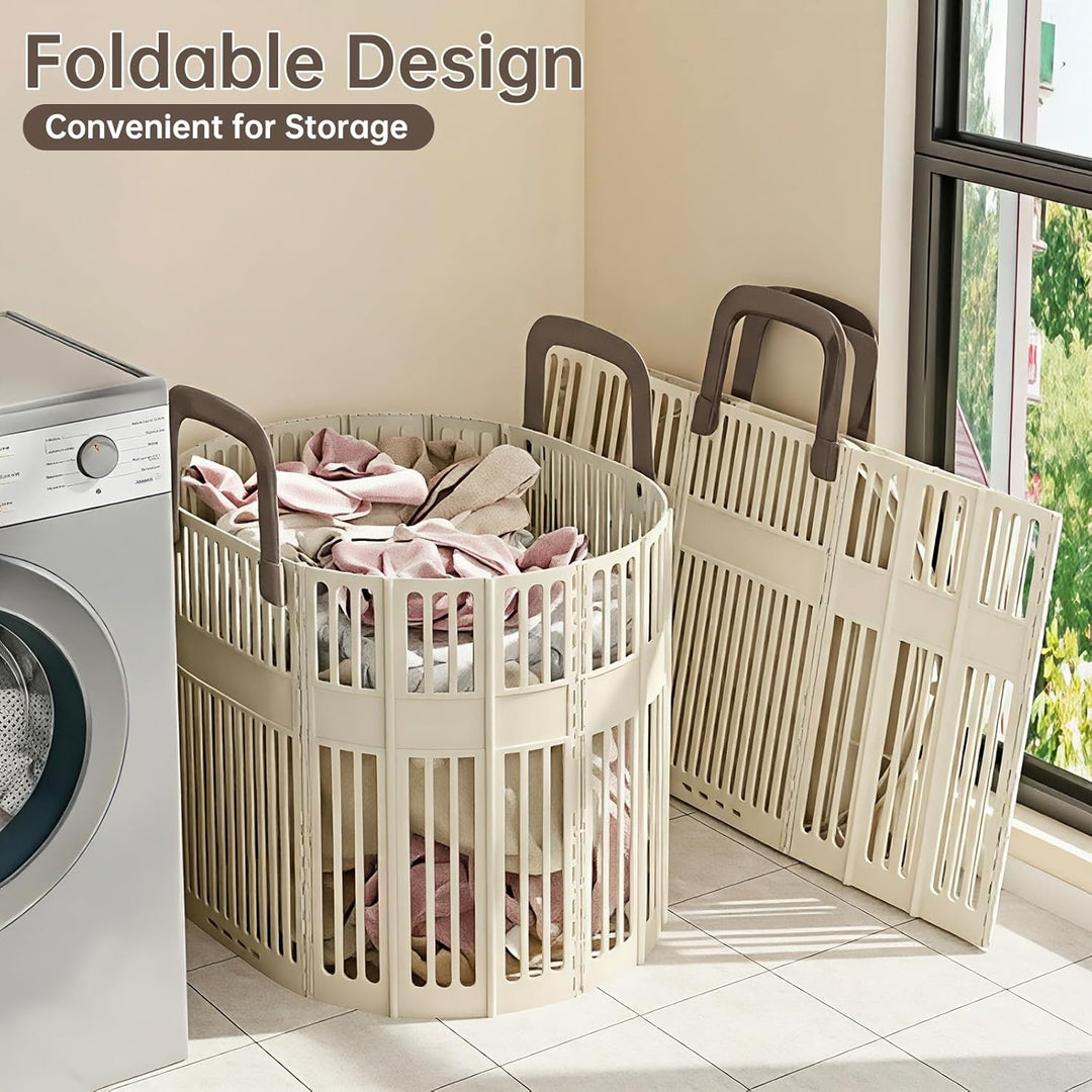 Wäschekorb Faltbar Gross, 43L Wäschesammler mit Henkel, Wäschekörbe Plastik Platzsparend, Collapsibl