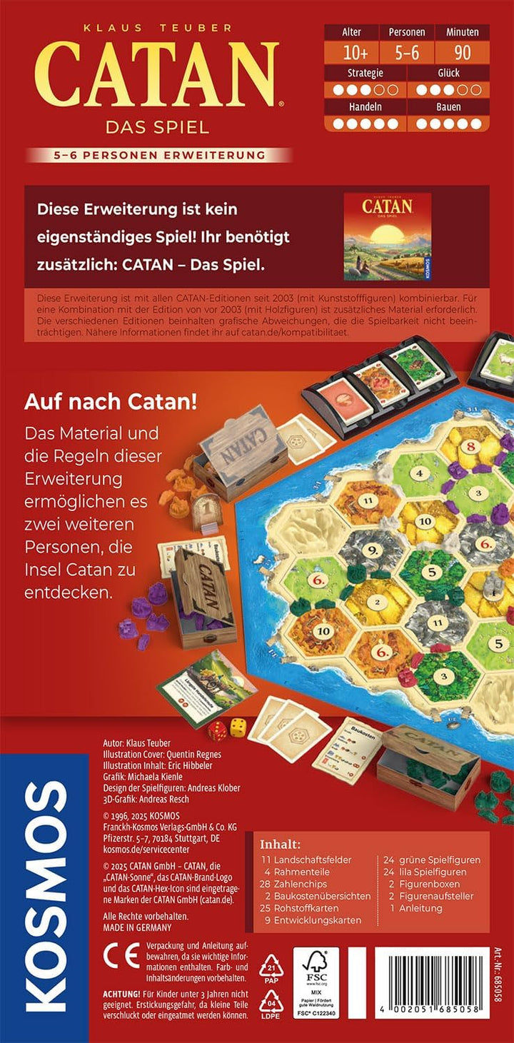 Kosmos 685058 Catan - Das Spiel Ergänzung für 5-6 Personen, Gesellschaftsspiel ab 10 Jahre für 2-6 P