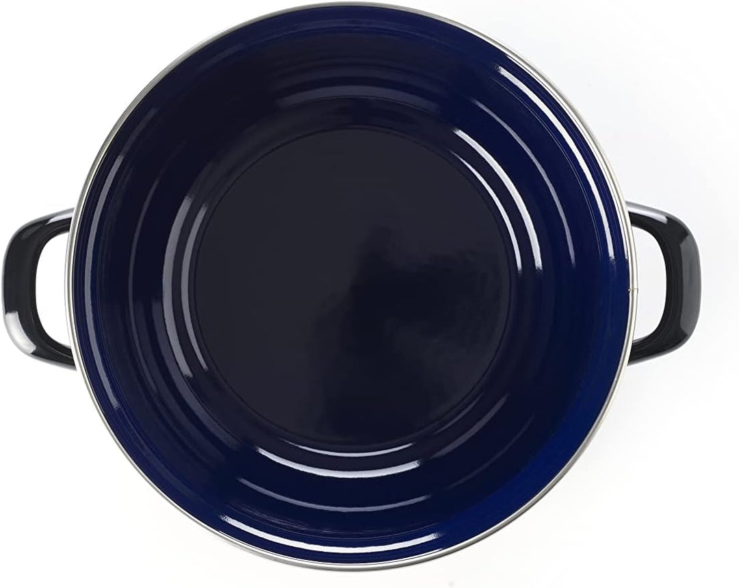 BK Indigo Holländisches Erbe Runde Deutsche Emaillierte Kasserolle mit Deckel mit PFAS-Freier Kerami