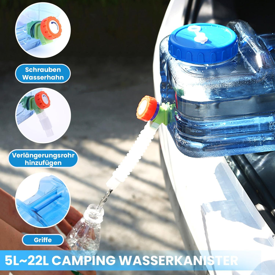 Umikk 5L~22L Camping Wasserkanister, Wasserbehälter mit Hahn, Tragbarer Trinkwasserkanister, Wassert