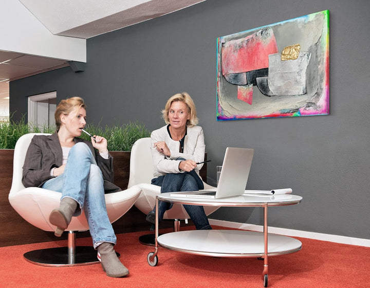 YS-Art Luxus Abstrakt Acryl Gemälde auf Leinwand Accent II handgemalt Wandbilder Wohnzimmer modern W