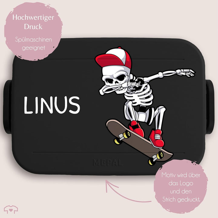 Kinder Bento Box Midi Lunchbox für Mepal Bentobox - Dabbing Skelett Skateboard | Dab Skelett Skater