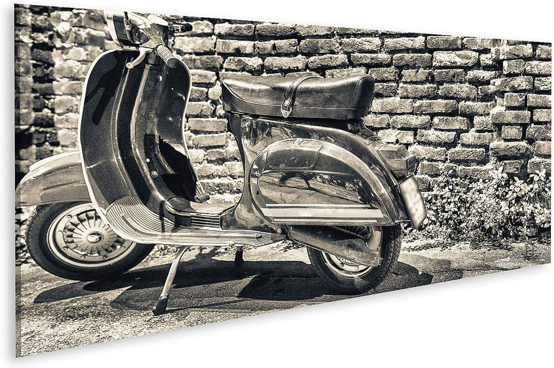 islandburner Bild auf Leinwand Milano Italien September Alte Vespa Geparkt Entlang Navigli Nacht Ita