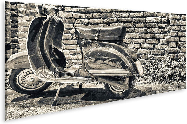 islandburner Bild auf Leinwand Milano Italien September Alte Vespa Geparkt Entlang Navigli Nacht Ita