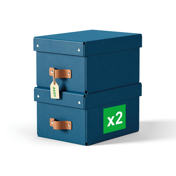 Leitz Puro Aufbewahrungsbox mit Deckel, Klein, 2er-Set, stapelbar, 7 L, Organizer-Box für Regale und