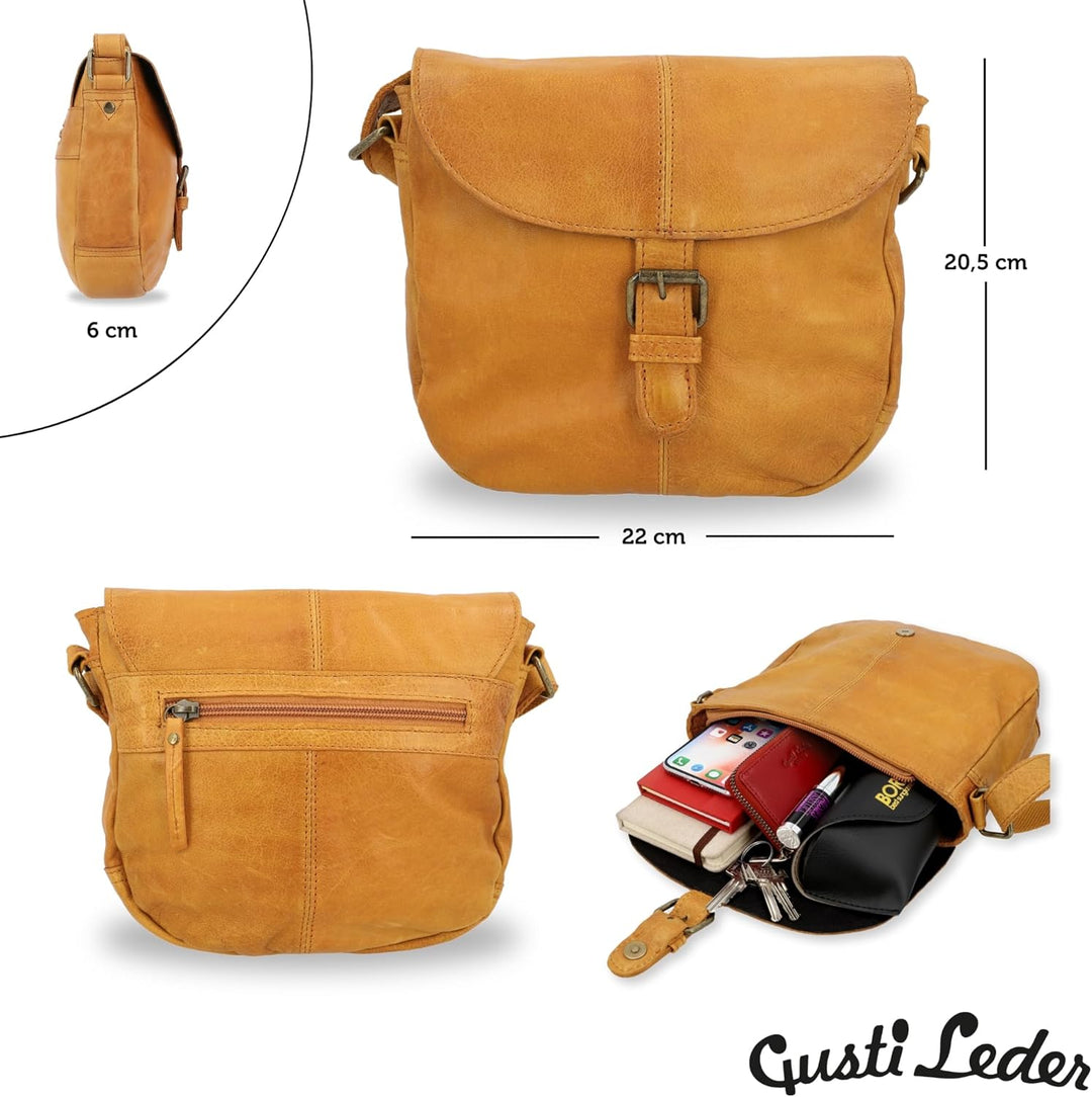 Gusti Handtasche Leder - Candice Damen Umhängetasche Schultertasche Partytasche Henkeltasche Festiva