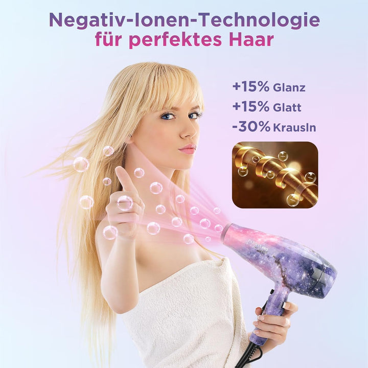 PARWIN PRO BEAUTY 3 IN 1, Föhn Glätteisen Lockenstab, Styling Set, Ionen Haartrockner, Glätteisen Lo