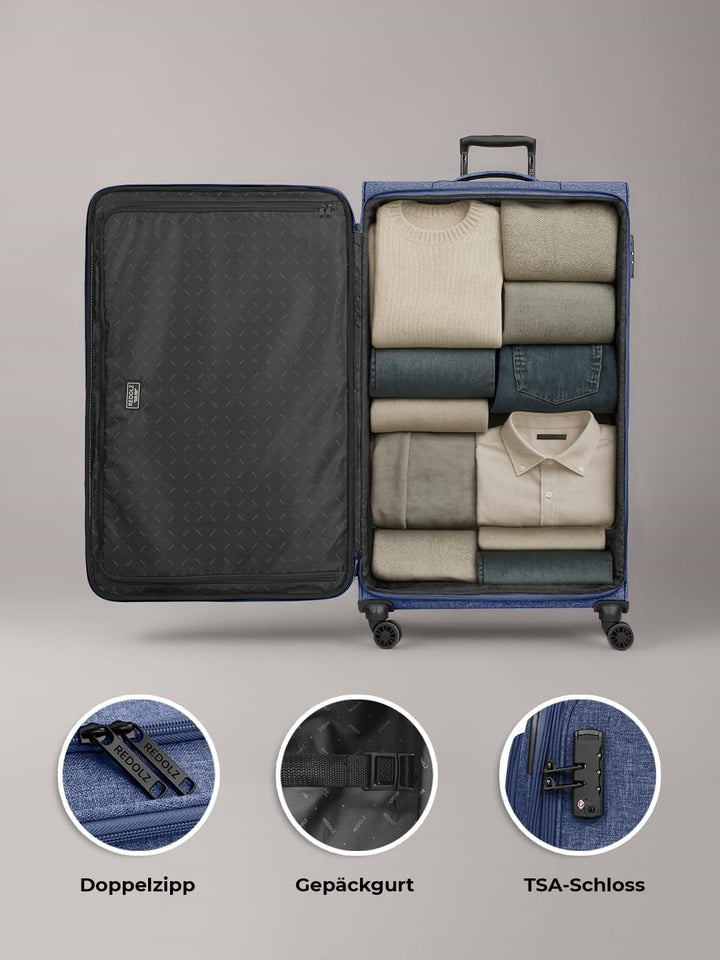 REDOLZ XL Jumbo 4-Rollen Koffer sehr gross 52 x 30 x 90 cm [Sondergrösse] Check-in Trolley mit TSA-S