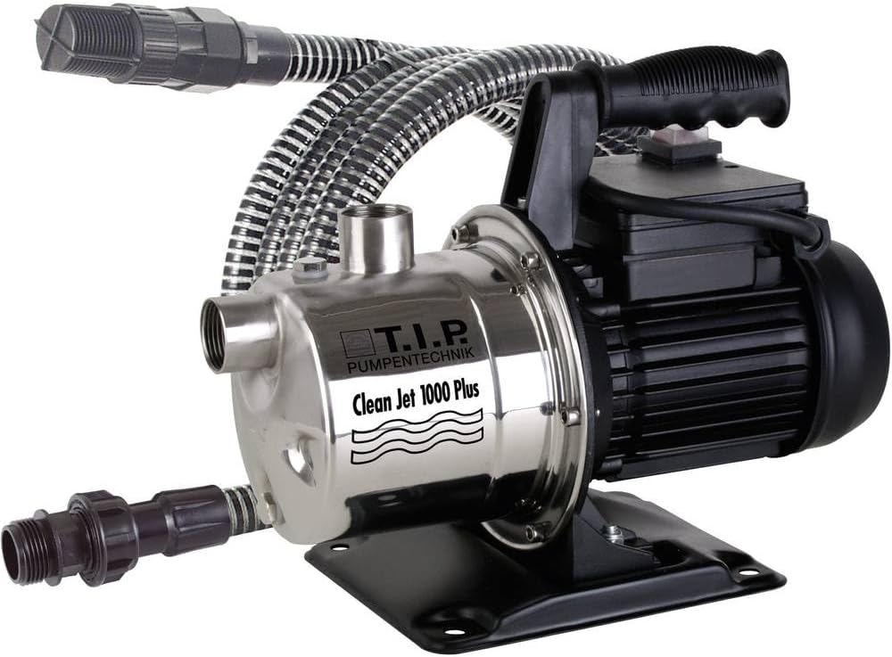 T.I.P. Gartenpumpe Edelstahl mit 4 m Ansauggarnitur (3.300 l/h Fördermenge, 46 m Förderhöhe, 4,6bar
