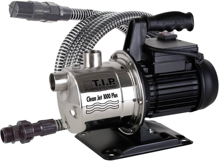 T.I.P. Gartenpumpe Edelstahl mit 4 m Ansauggarnitur (3.300 l/h Fördermenge, 46 m Förderhöhe, 4,6bar