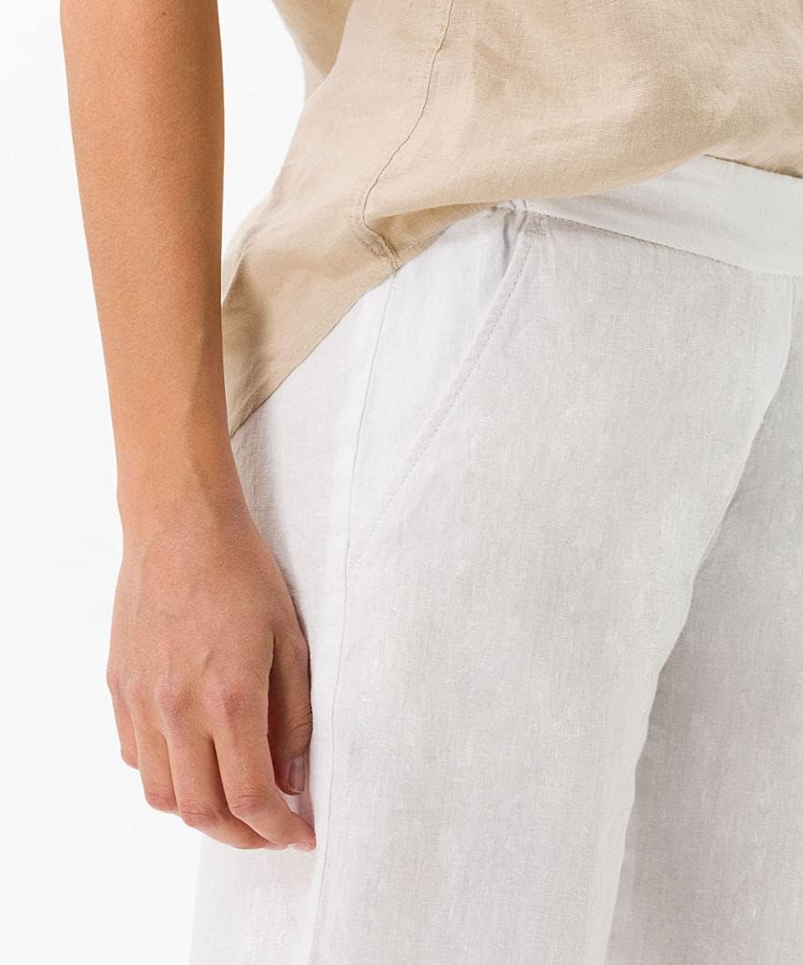 BRAX Damen Style Maine S Verkürzte Leinenhose Hose 34W / 30L Weiss 1, 34W / 30L Wei&#xDF; 1
