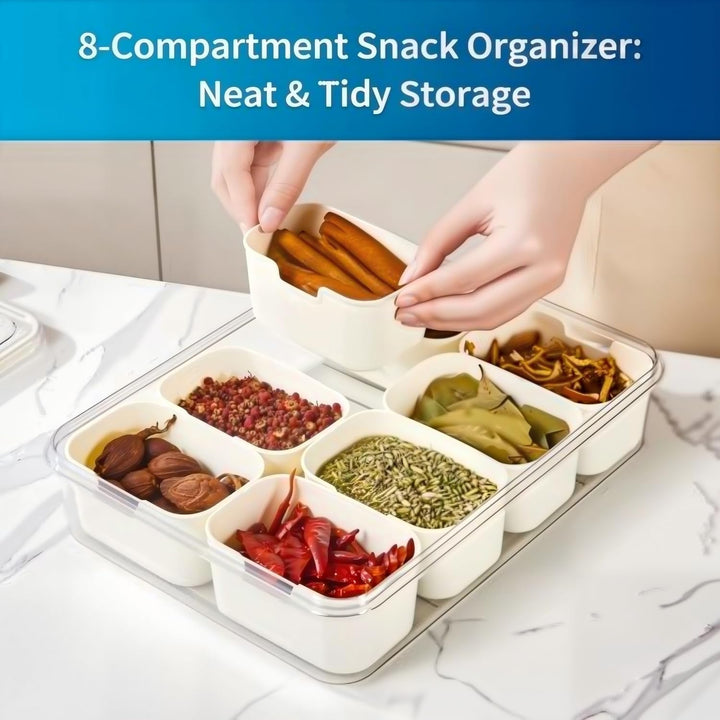 Snackbox mit Fächern Snackteller mit Deckel,Unterteilte Servierplatten für Süssigkeiten, Obst und Le