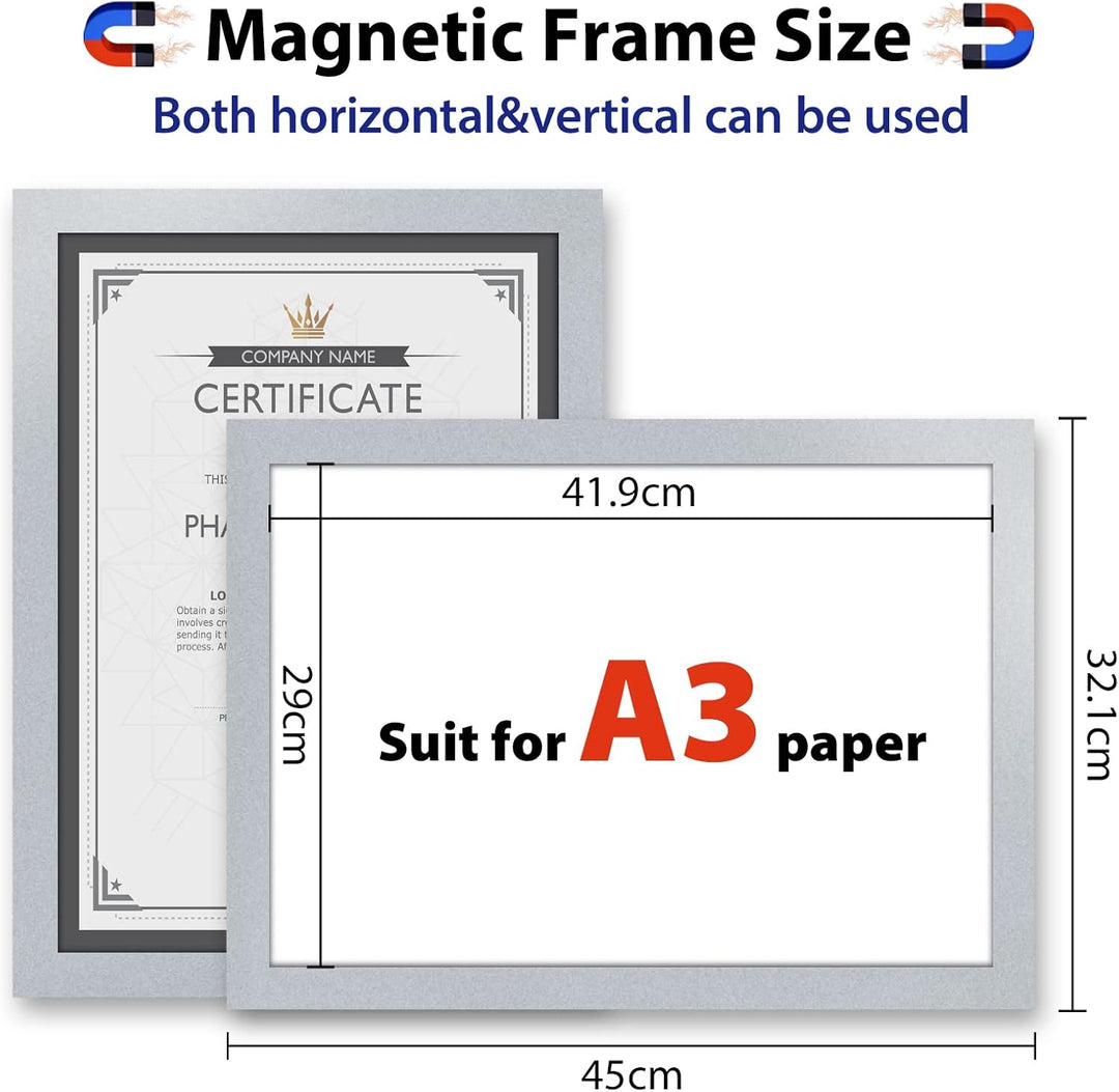 VAIIGO Magnetrahmen Info-Rahmen Selbstklebend mit Magnetverschluss für Informationsrahmen DIN A3 For