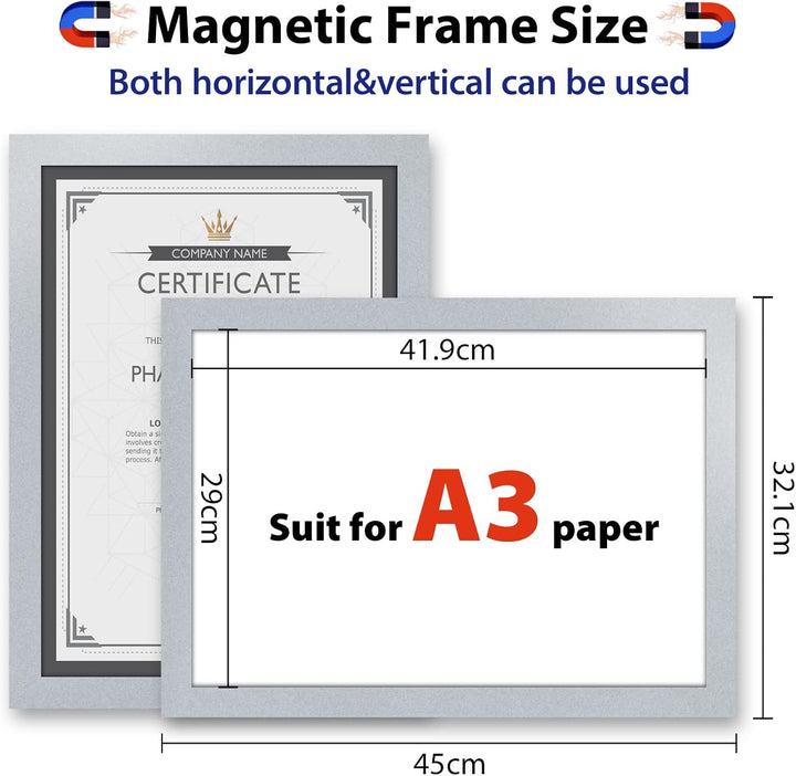 VAIIGO Magnetrahmen Info-Rahmen Selbstklebend mit Magnetverschluss für Informationsrahmen DIN A3 For