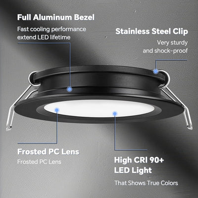 acegoo 6 x 12V Einbaustrahler LED 5000K Ultra Flach Spot Einbauleuchten Loch 57-64mm 2,5W 215lm CRI