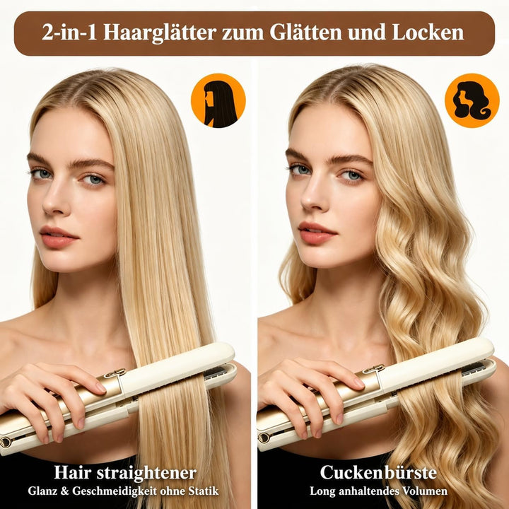 Glätteisen Mini Kabellos 5000mAh Akku, 2 in 1 Glätteisen Locken und Glätten | Reiseglätteisen Mini f