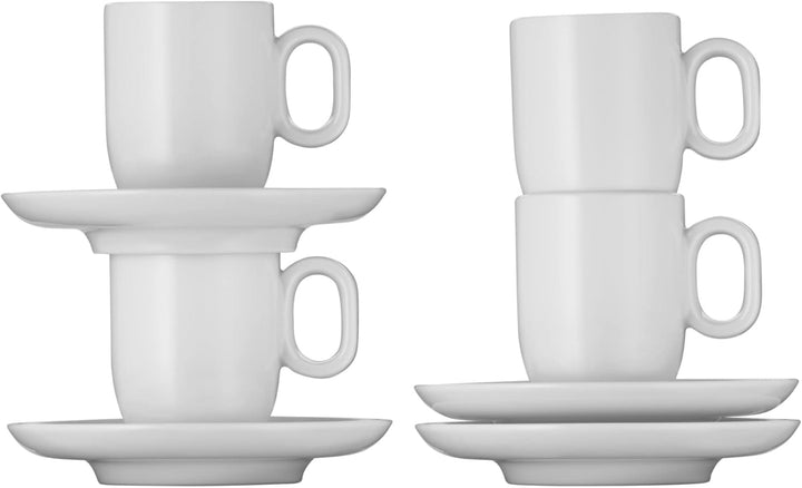 WMF Barista Tassen Set 4-teilig, 2 Kaffeetassen 60 ml mit 2 Untertassen für Espresso, Porzellan, Kaf