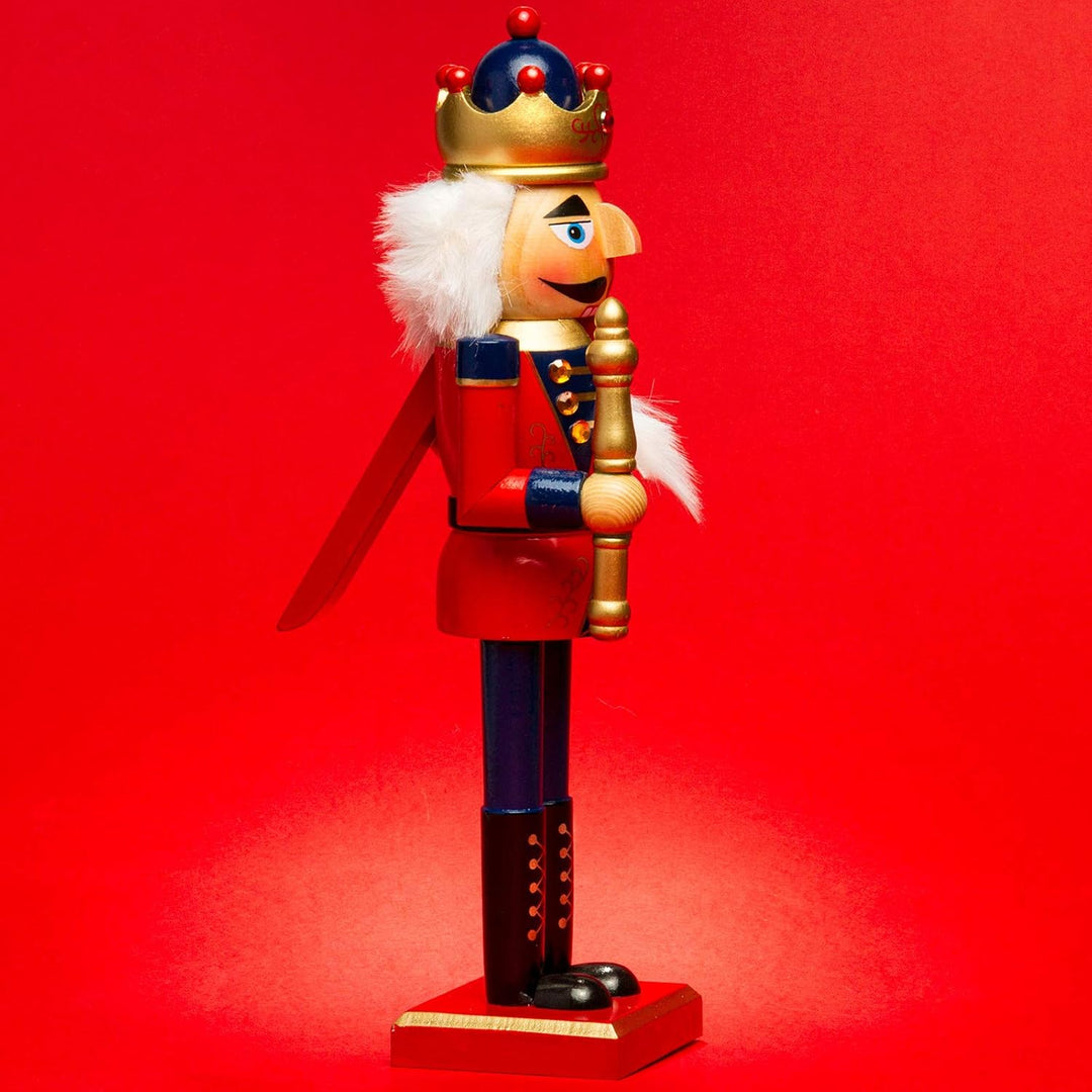 Sikora NK-D aufwändig gestaltete Deko Nussknacker Figur aus Holz, Farbe/Modell:D03 rot/blau - KÖNIG,