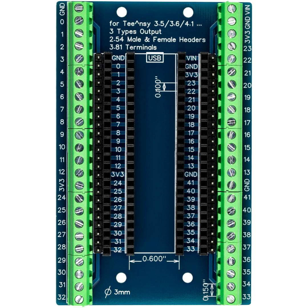 Kompatibel mit Teensy 3,5 / 3,6 / 4,1 Modul Breakout Board 48 Pin 3,81 mm Schraubklemmen-Erweiterung