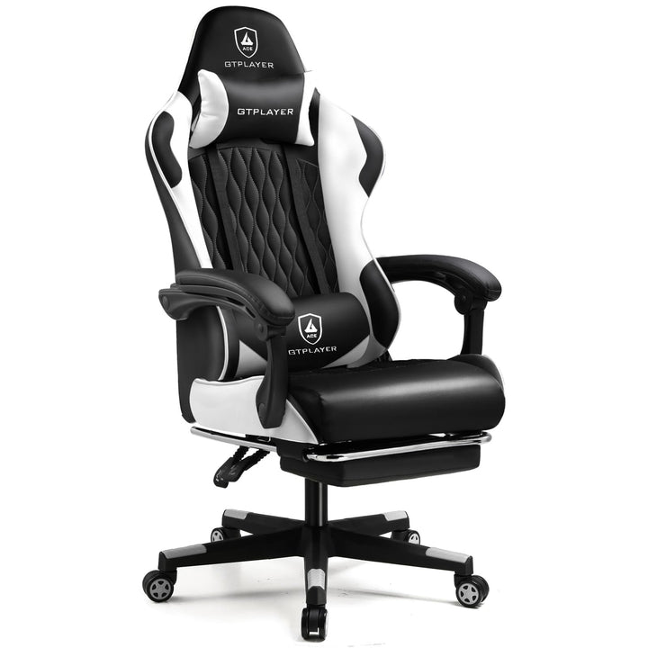 GTPLAYER Gaming Stuhl, Gamer Stuhl, Ergonomischer Bürostuhl mit mit Fussstütze verstellbare Lenden u