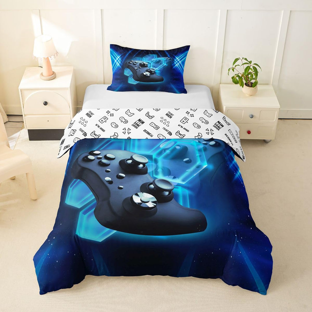 Homewish Spielen Bettwäsche-Set Jungen Teenager Spielzimmer Dekor Bettdecke Kinder Jugend Blau Gamep