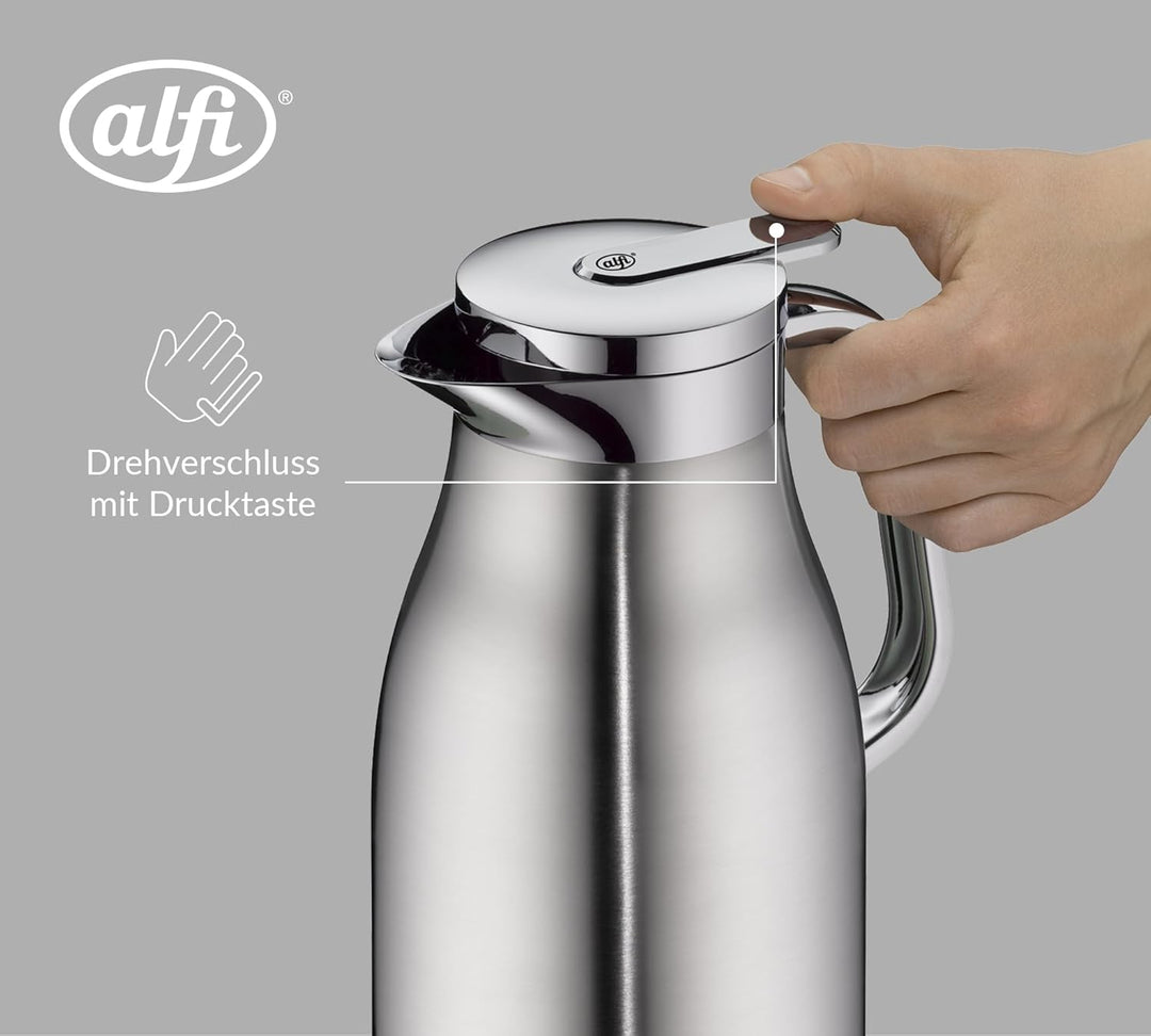 SKYLINE1,0l,stainless steel mat,Edelstahl-Isolierkanne mit hygienischem Hartglaseinsatz,Drehverschlu
