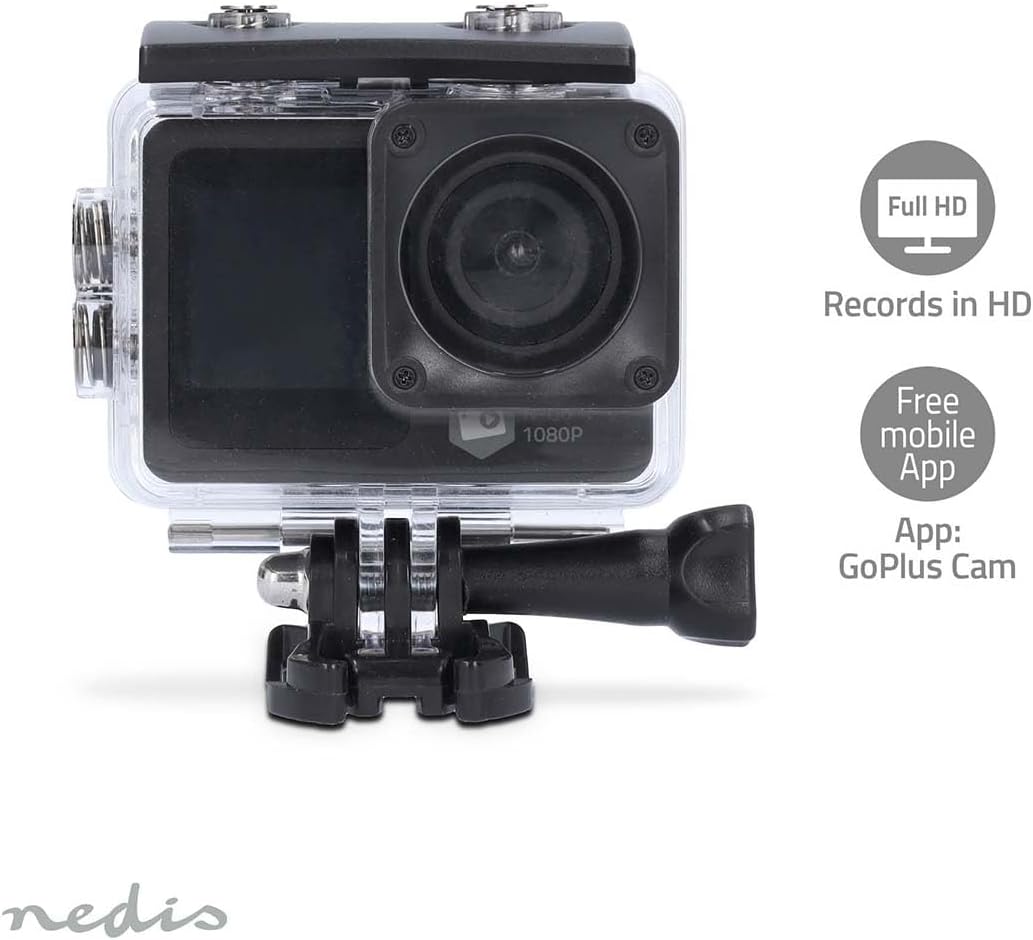 Nedis Action Cam - 1080p@30fps - 12 MPixel - Wasserdicht bis: 30.0 m - 70 min - Wi-Fi - App erhältli