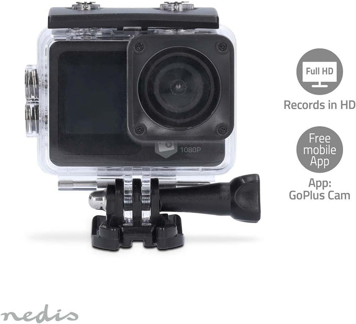 Nedis Action Cam - 1080p@30fps - 12 MPixel - Wasserdicht bis: 30.0 m - 70 min - Wi-Fi - App erhältli