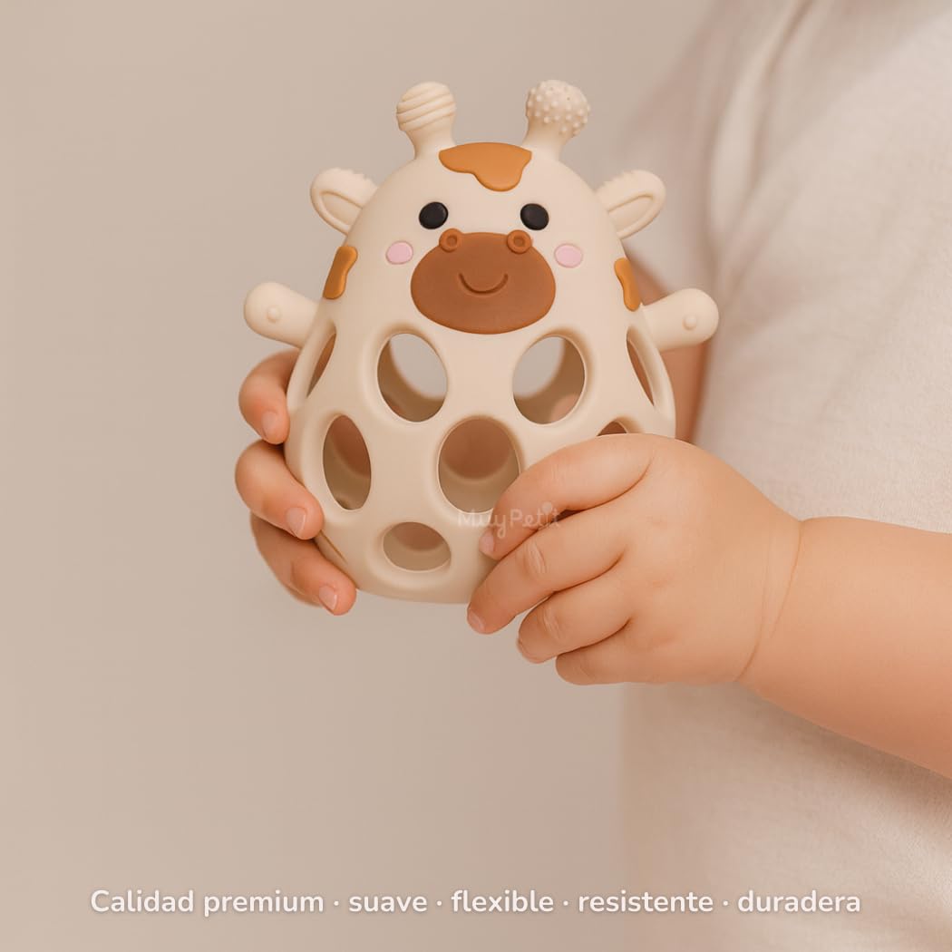MuyPe Rassel Giraffe und Beissring für Babys (Beige), Beige