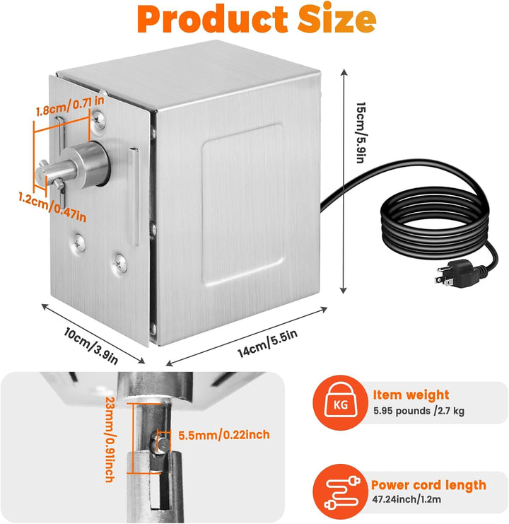 YJINGRUI 45W Grillmotor für Grillspiess, 150-200kg hohes Drehmoment, Schwerlast Grillmotoren, univer