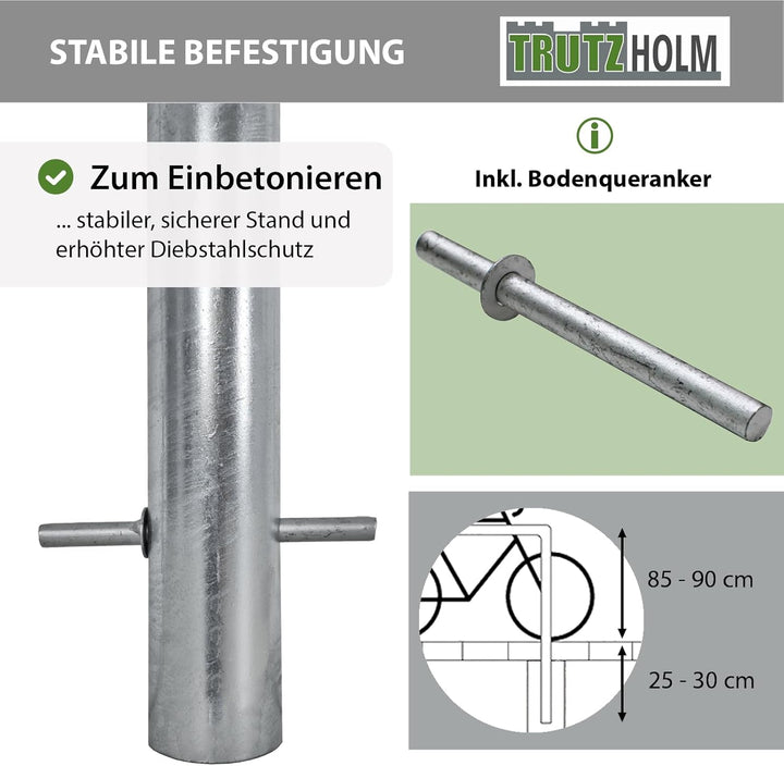 TRUTZHOLM 2x Fahrradanlehnbügel 115x56 cm Stahl feuerverzinkt Rohrdurchmesser Ø 60 mm Fahrradständer