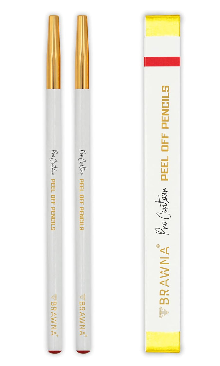 BRAWNA Pro Contour Peel-Off Stift für Augenbrauen- und Lippen-Mapping – Set mit 2 Stück – Rot – PMU