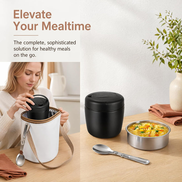 Thermobehälter für Essen 1200ml Warmhaltebehälter Essen to go mit Tasche & Löffel Thermo Speisebehäl