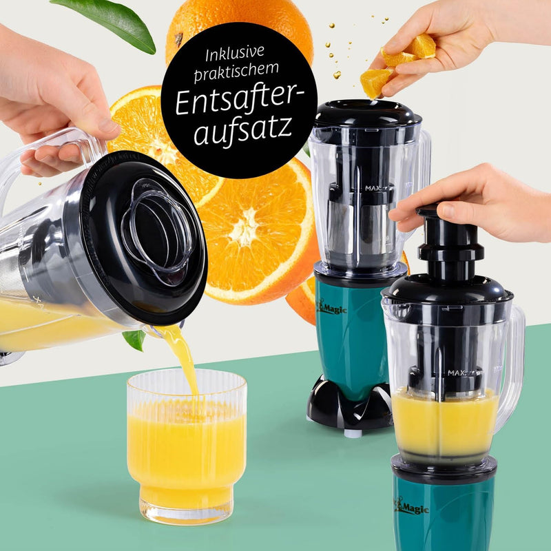 GOURMETmaxx Mr. Magic Smoothie Maker 18-teilig | Standmixer mit 8 Funktionen, inkl. To-Go Funktion m