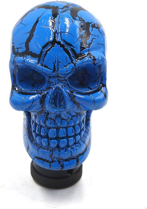sourcing map Totenkopf-Stil Auto LKW manuell Schalthebel Schaltknauf Hebelschalter Blau