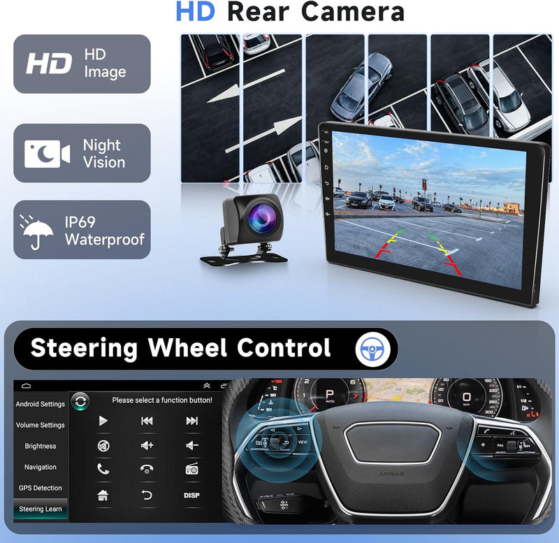 Podofo Android Autoradio für Peugeot 308 408 2010-2013, 9" Touchscreen Carplay Android Auto WiFi Blu