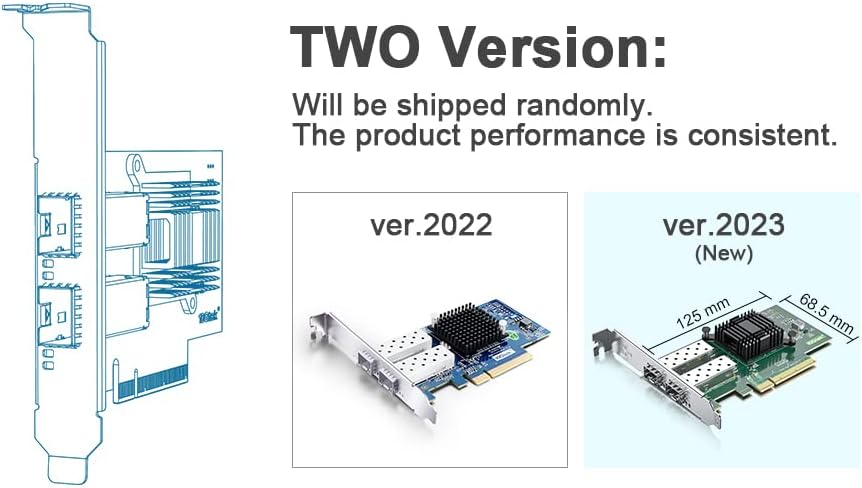 10Gb PCI-E Network Card X520-10G-2S Compatible for Intel X520-DA2, Dual SFP+ Ports, 10G PCI Express