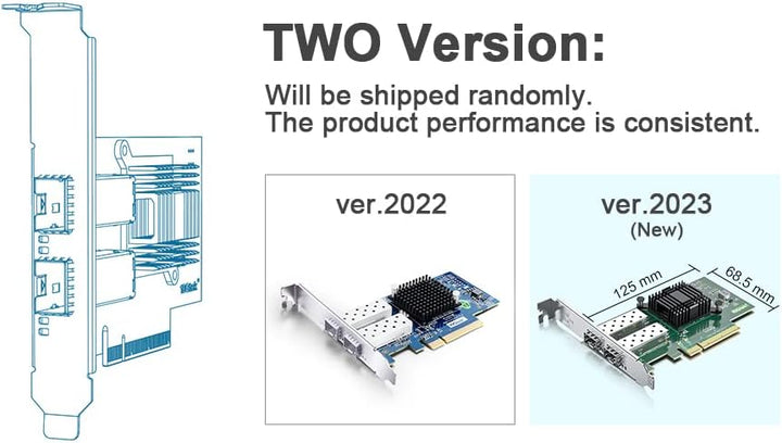 10Gb PCI-E Network Card X520-10G-2S Compatible for Intel X520-DA2, Dual SFP+ Ports, 10G PCI Express