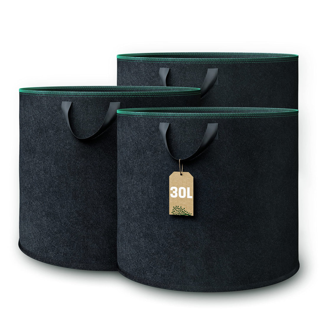 GardenGloss® Pflanzsack (3 Stück) - 30L Pflanztasche aus Vliesstoff - Pflanzentasche für Kartoffeln,