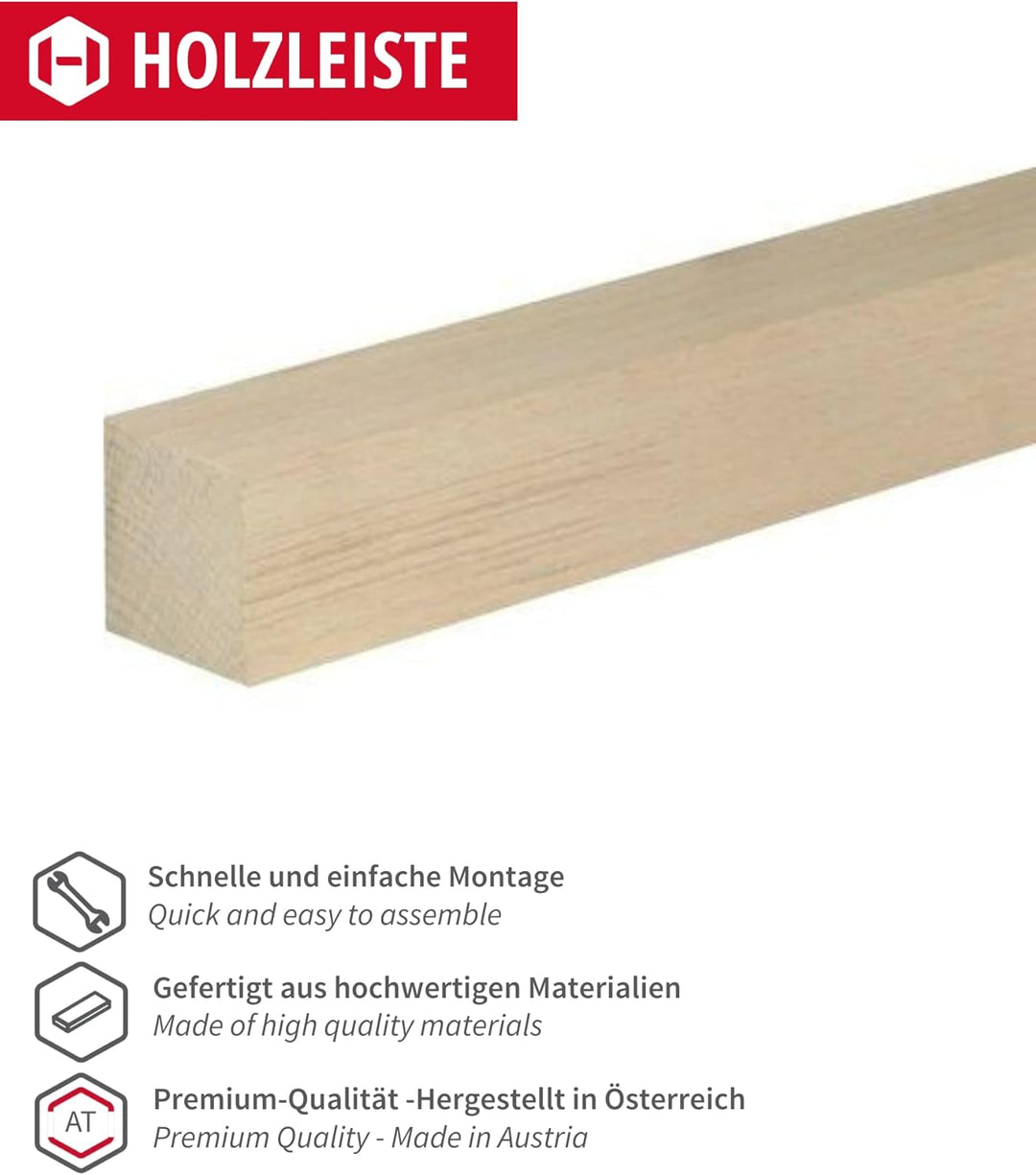 Gedotec Holzleisten zum Basteln und Bauen aus Buche - 95 cm | 10 Stück 20x20x950 mm | BASIC | Kantho