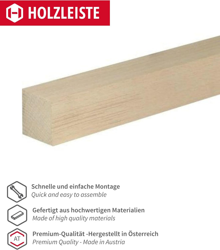Gedotec Holzleisten zum Basteln und Bauen aus Buche - 95 cm | 10 Stück 20x20x950 mm | BASIC | Kantho
