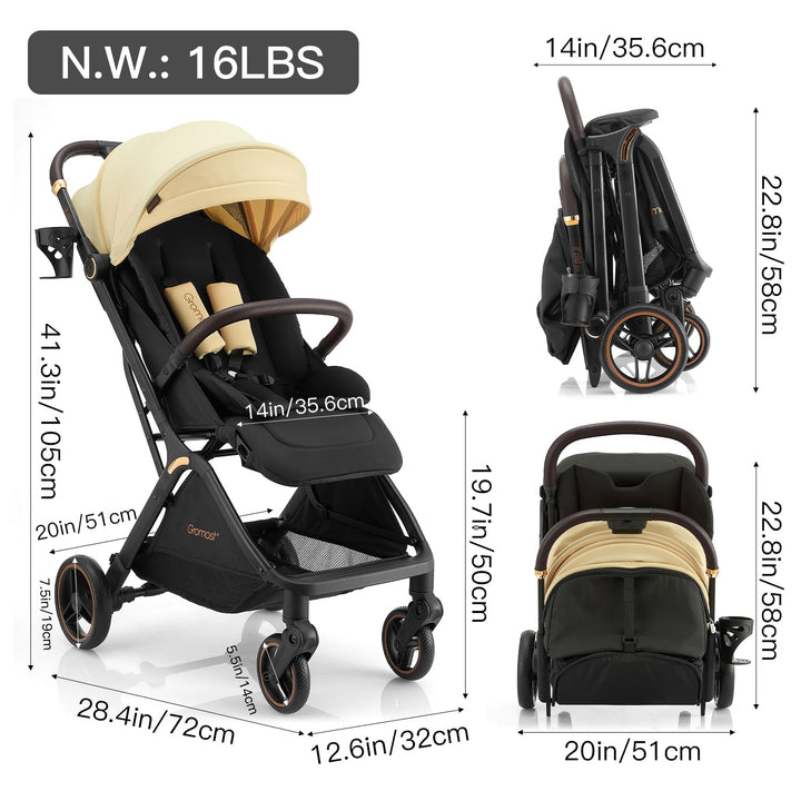 Gravity faltbarer Baby-Kinderwagen, Tragbarer Reise-Kleinkindbuggy Mit Verstellbarer Rückenlehne &amp; S