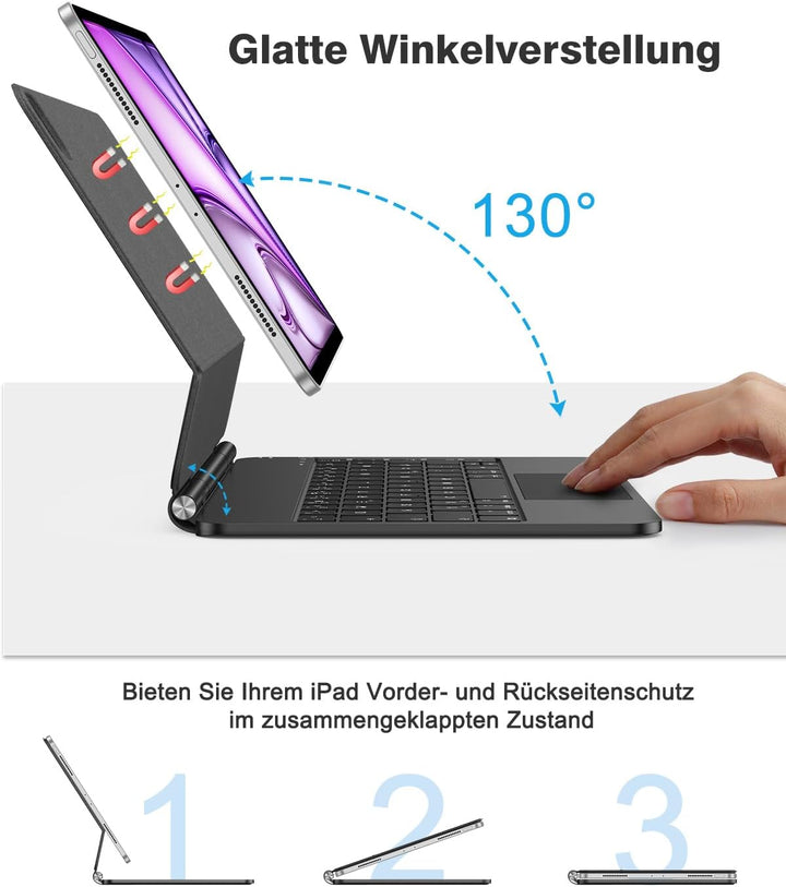 TECURS Tastatur Hülle für iPad Air 11 Zoll (M2 2024) /iPad Air 6/5/4/ iPad Pro 11(4/3/2/1 Gen) mit T