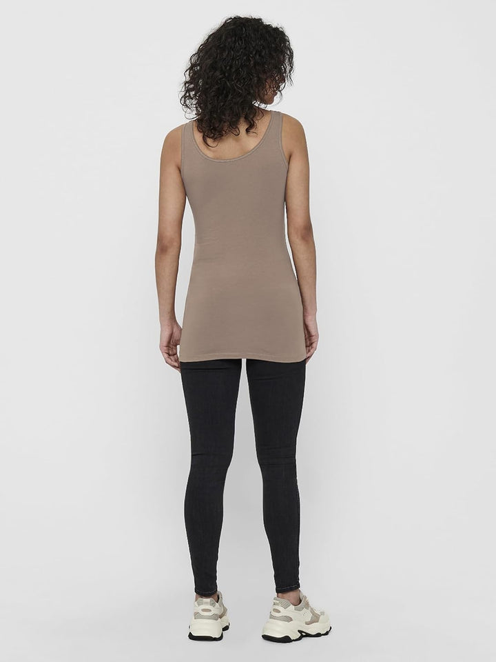ONLY 3er Pack Damen Oberteile Basic Tank Tops weiss, schwarz, grau, blau, Creme Frauen Shirt lang So