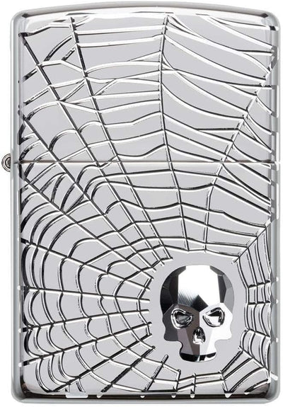 ZIPPO – Gold Skull Design - High Polish Chrome, Armor – Sturmfeuerzeug, nachfüllbar, in hochwertiger