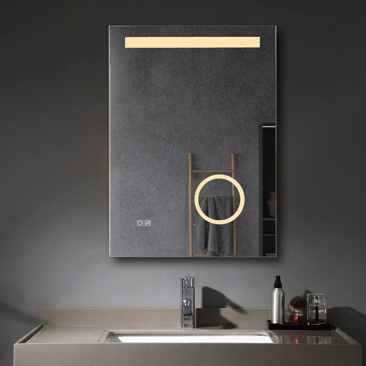 MIQU LED Badspiegel 50x70cm Wandspiegel mit Beleuchtung mit 3-Fach Vergrösserung Touch Anti-Beschlag