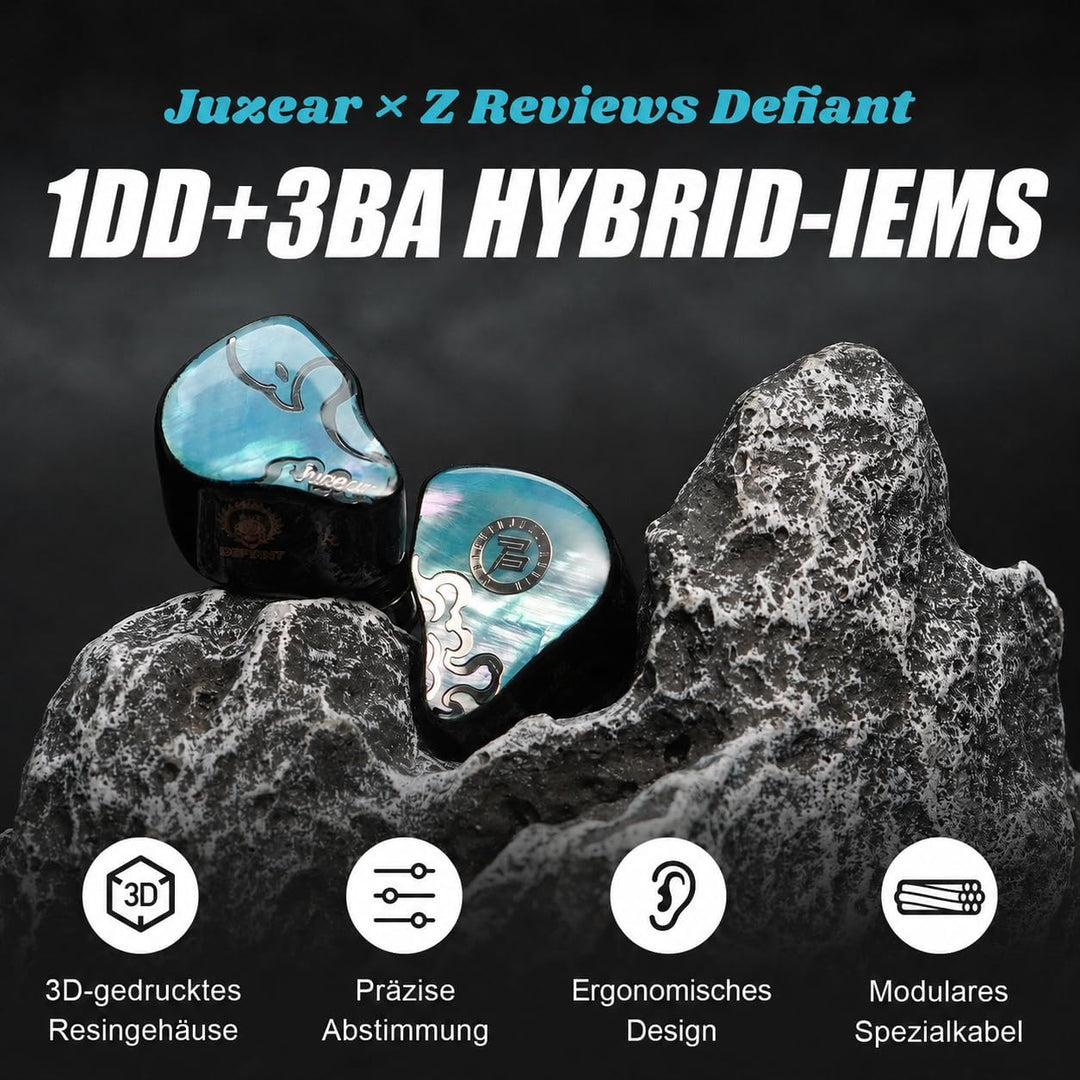 JUZEAR Defiant Game Fidelity Edition Gaming-IEM, 1DD+3BA, 3,5mm/USB-C | Klare Ortung, Kabelmikrofon