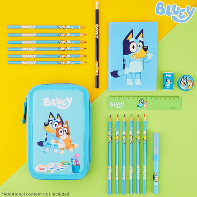 BlueY Federmäppchen Kinder 2-Fach Gefülltes Doppelmäppchen mit Schul Sachen & Schreibwaren